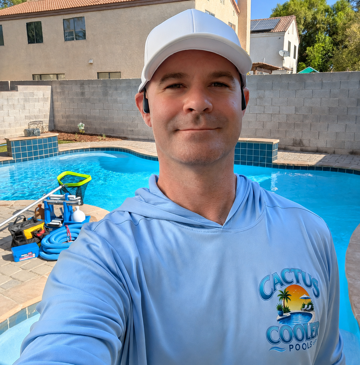 CPO-certified lead pool technician from Cactus Cooler Pools servicing a Las Vegas swimming pool