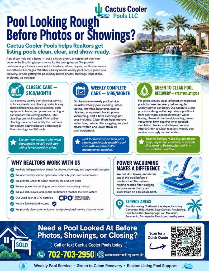 Pool Looking Rough Before Photos or Showings? Realtor Pool Service in Northwest Las&nbsp;Vegas